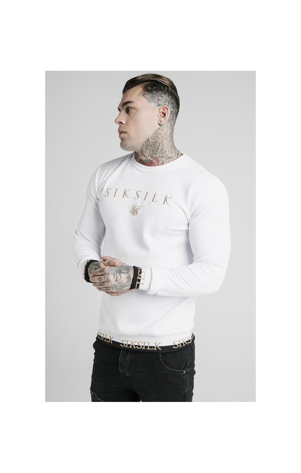 SikSilk Deluxe Crew Sweat - White (1)