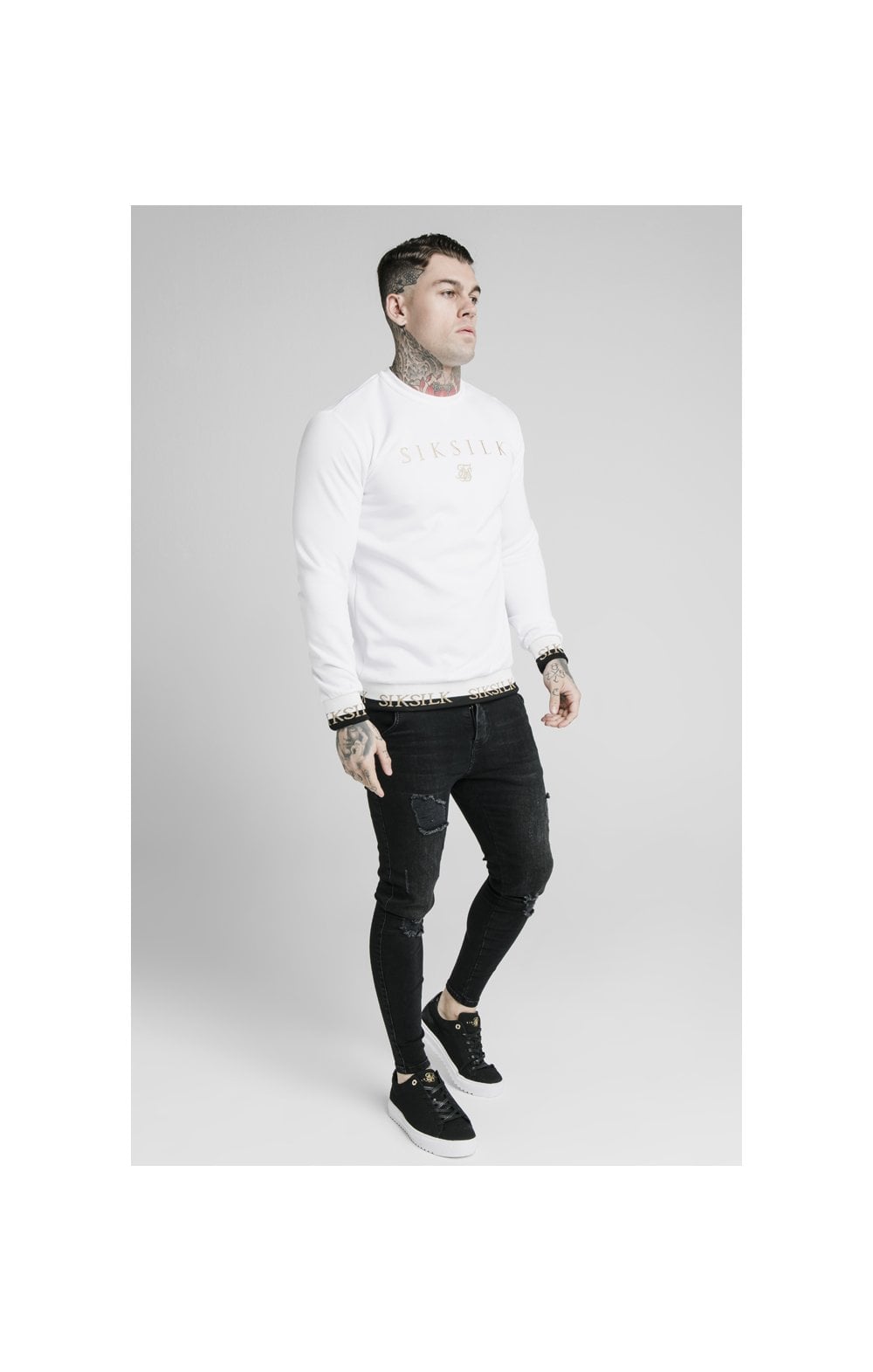 SikSilk Deluxe Crew Sweat - White (3)