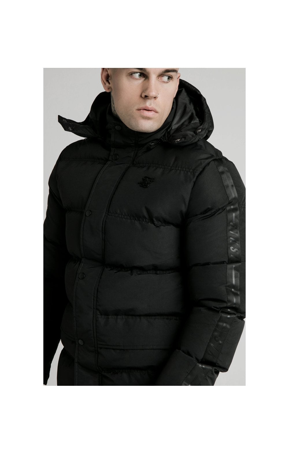 SikSilk Diverse Monogram Parka - Black (1)