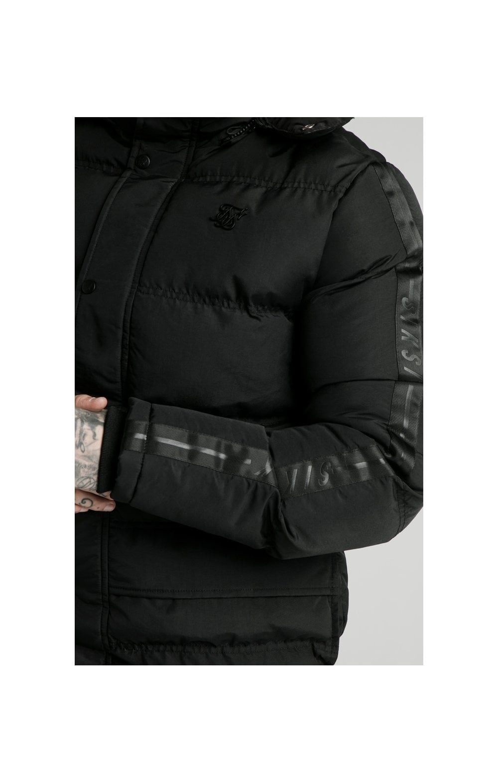 SikSilk Diverse Monogram Parka - Black (2)