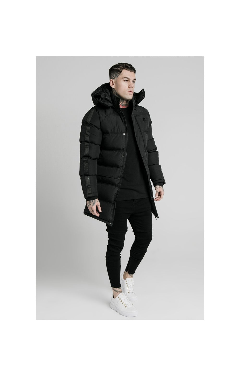 SikSilk Diverse Monogram Parka - Black (3)