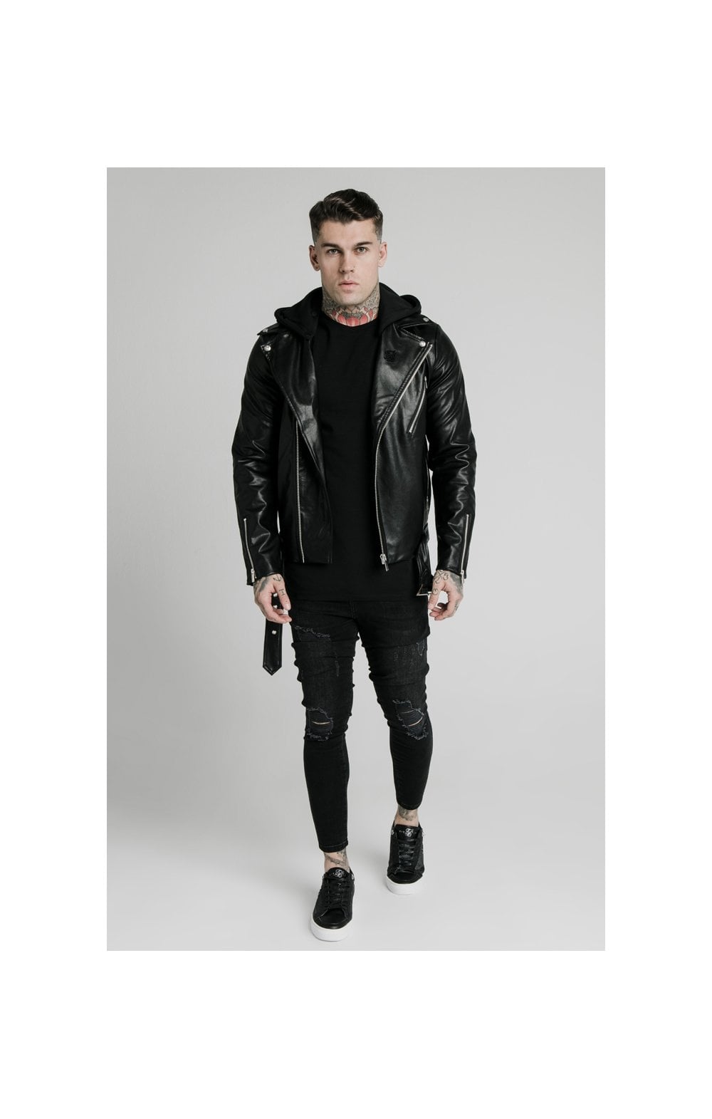 SikSilk PU Biker Jacket - Black