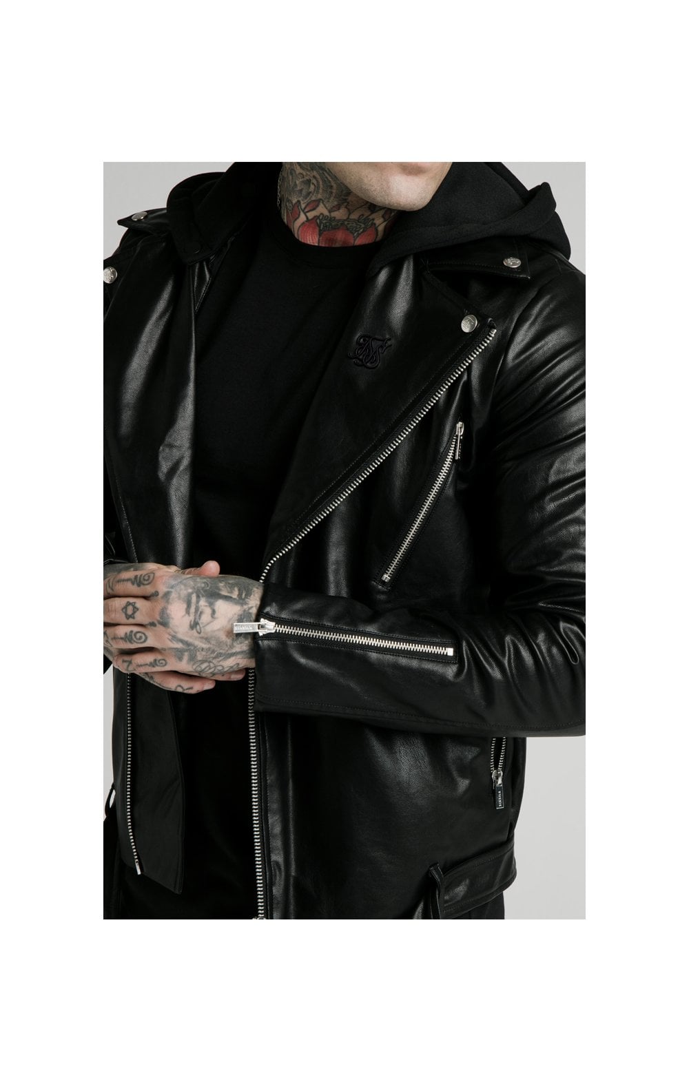 SikSilk PU Biker Jacket - Black (1)