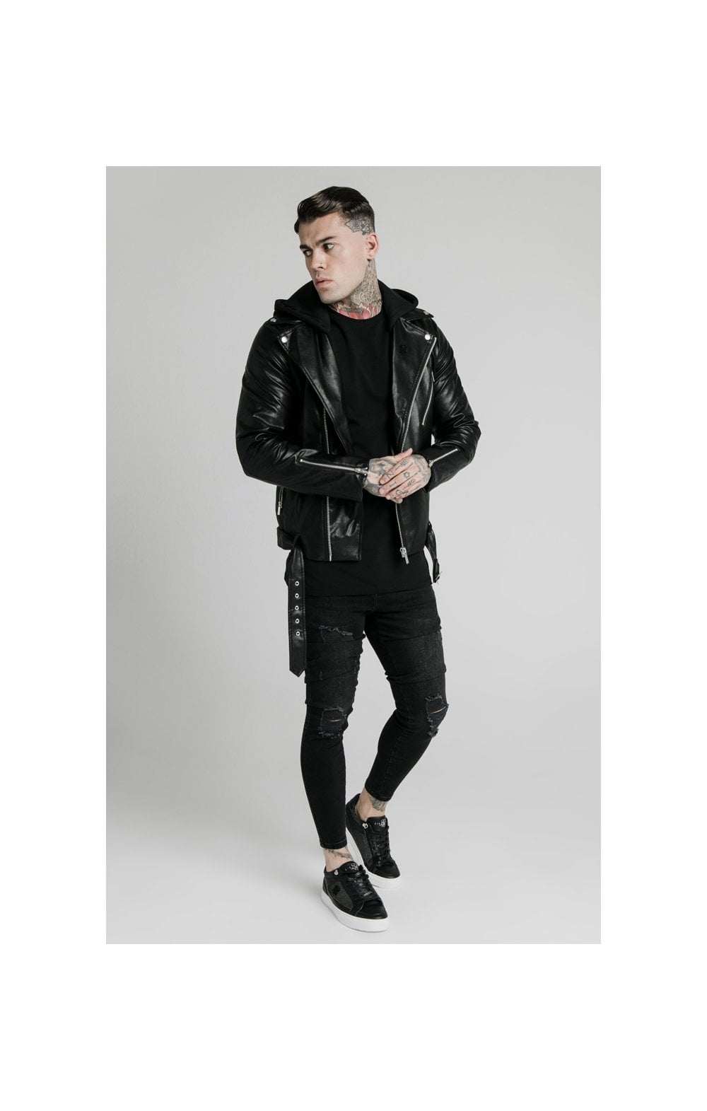 SikSilk PU Biker Jacket - Black (2)