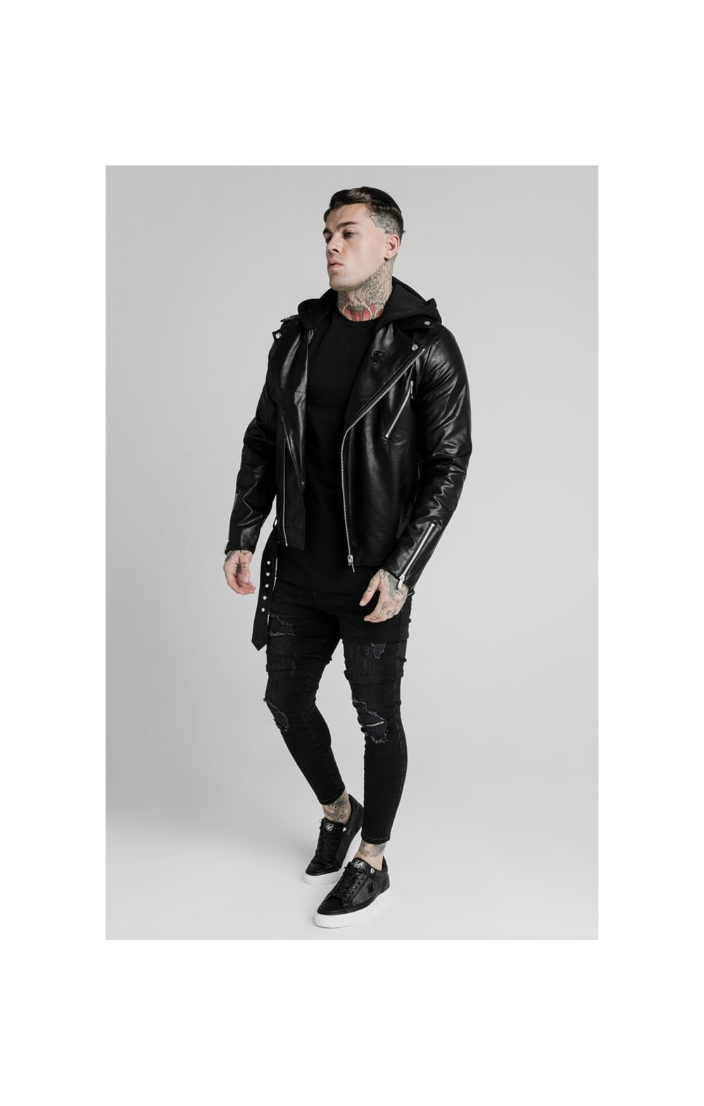 SikSilk PU Biker Jacket - Black (3)