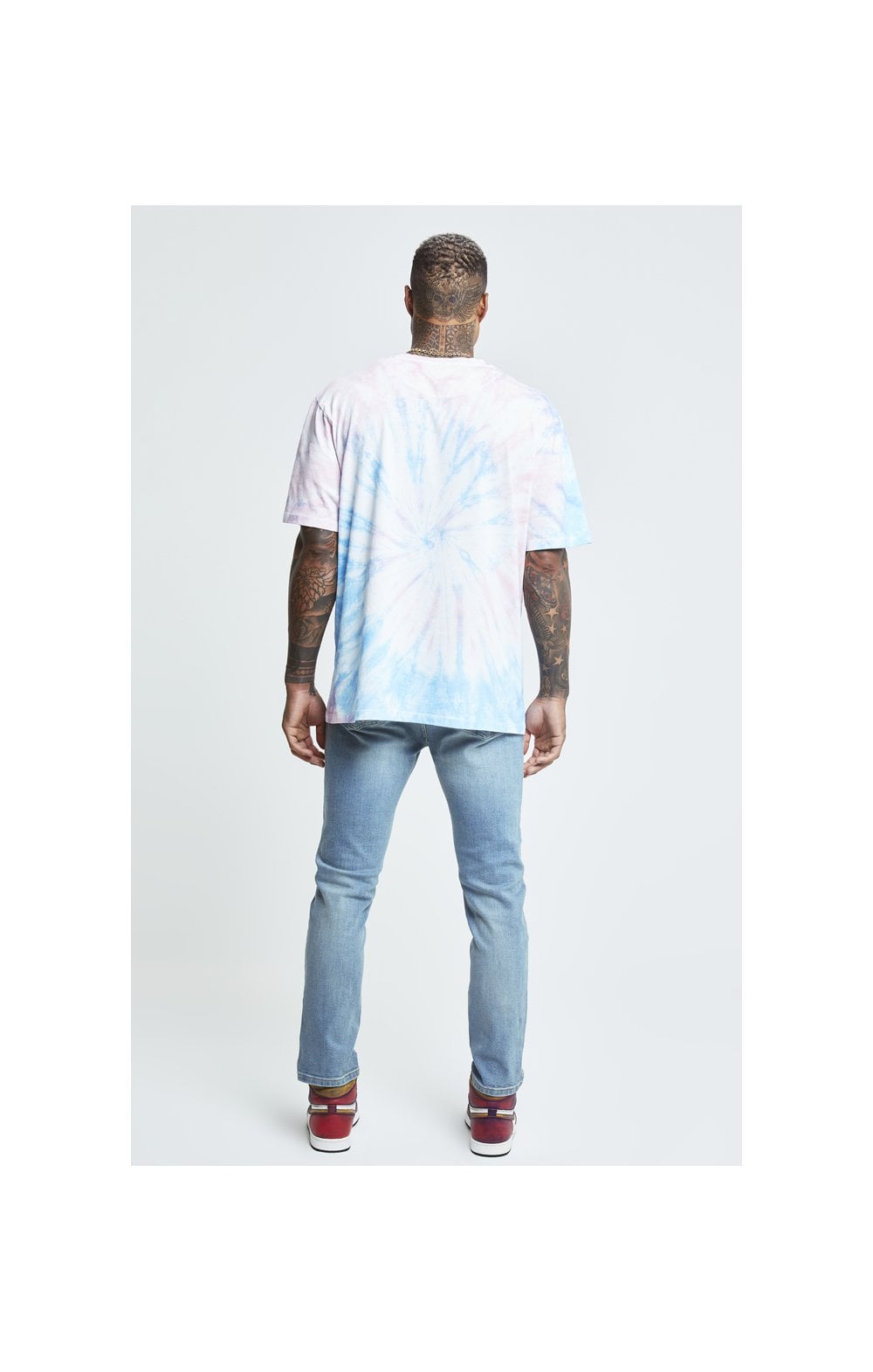 Load image into Gallery viewer, SikSilk X Steve Aoki S/S Oversize Essential Tee - Baby Pink &amp; Blue Tie Dye (5)
