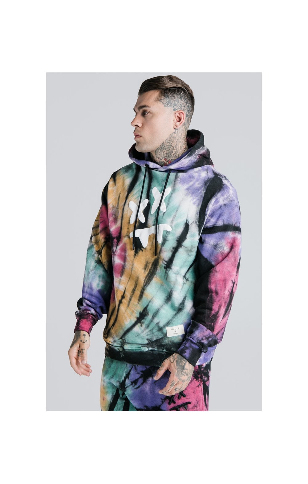 SikSilk X Steve Aoki Overhead Hoodie - Rainbow Ink Tie Dye (1)