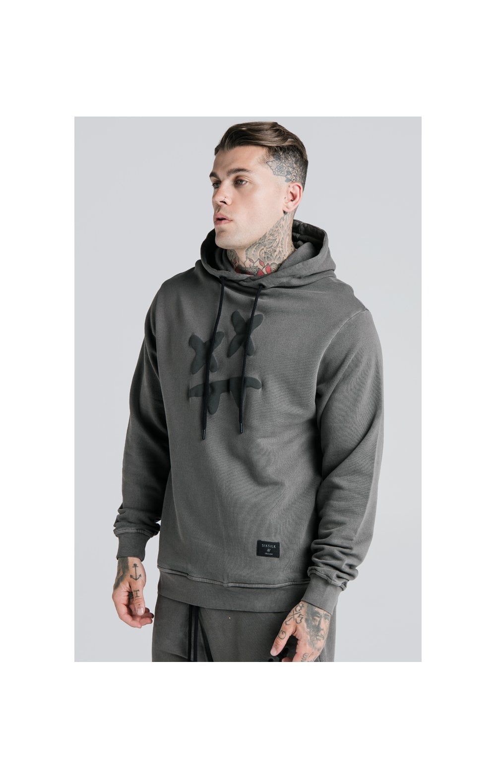 SikSilk X Steve Aoki Overhead Hoodie Washed Grey