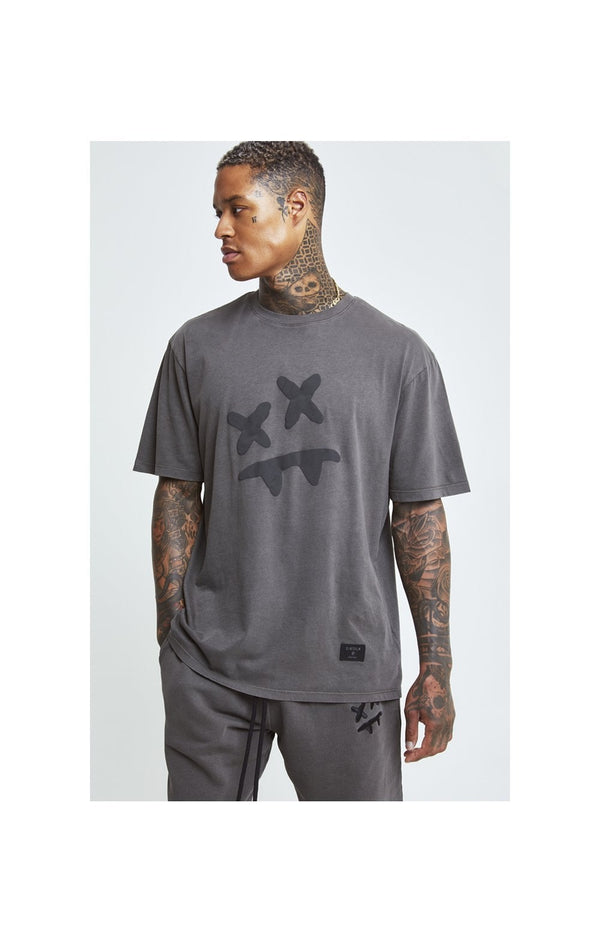 SikSilk X Steve Aoki S/S Oversize Essential Tee – Washed Grey