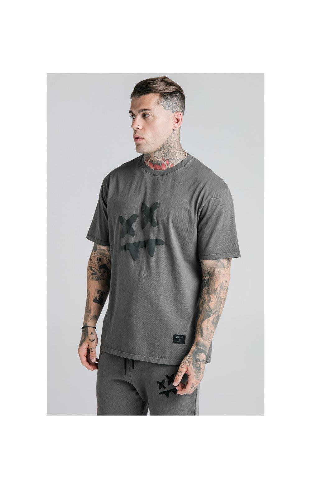 SikSilk X Steve Aoki S/S Oversize Essential Tee – Washed Grey (1)