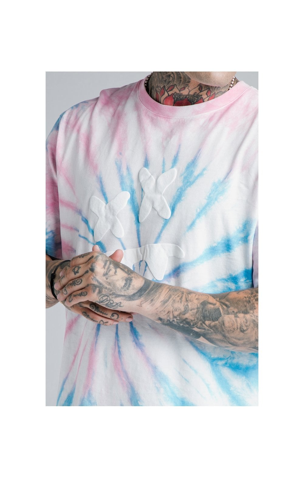 Load image into Gallery viewer, SikSilk X Steve Aoki S/S Oversize Essential Tee - Baby Pink &amp; Blue Tie Dye
