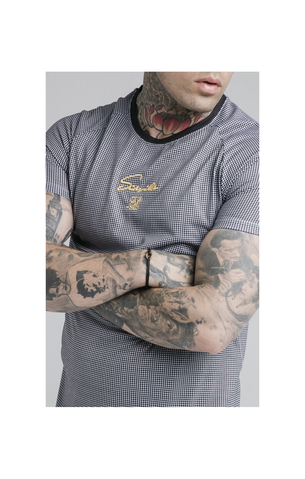 SikSilk Raglan Tech Tee - Houndstooth