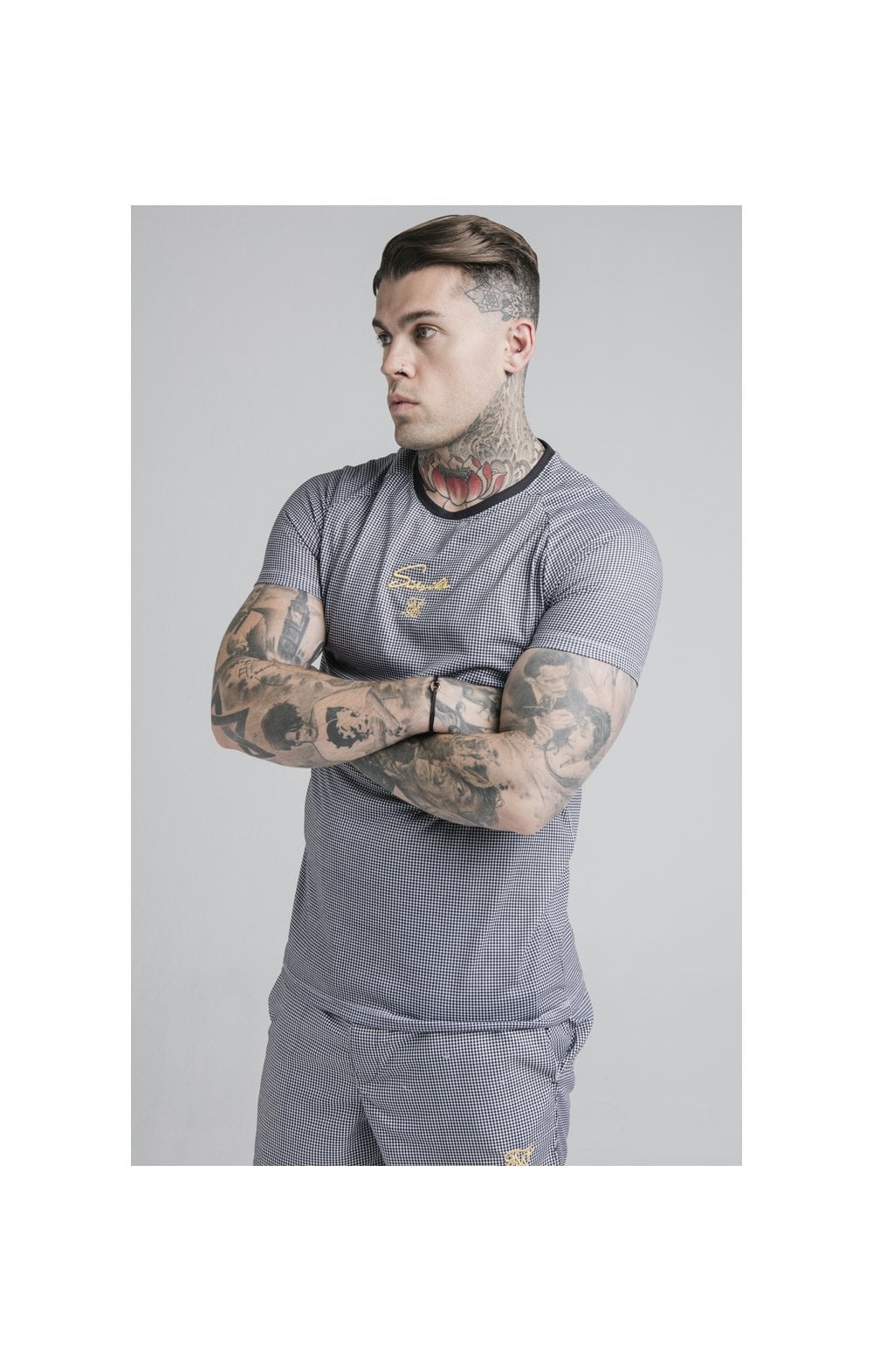 SikSilk Raglan Tech Tee - Houndstooth (1)