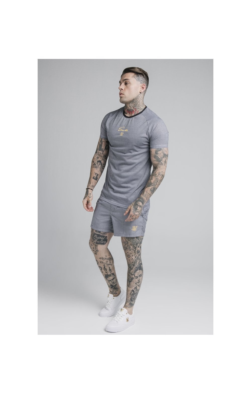 SikSilk Raglan Tech Tee - Houndstooth (2)