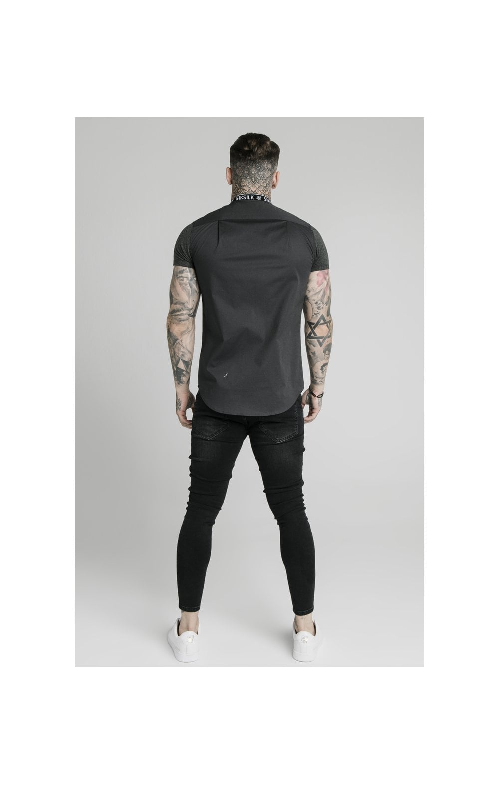 SikSilk S/S Tape Collar Shirt - Dark Grey (5)