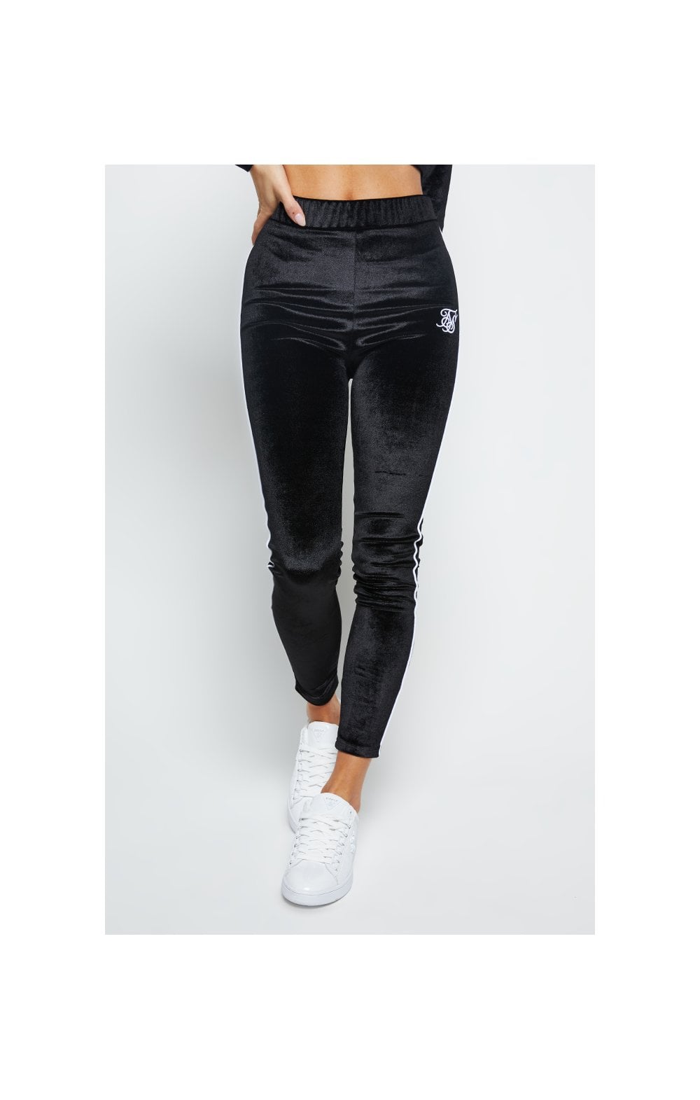 Load image into Gallery viewer, SikSilk Velour Piping Leggings - Black