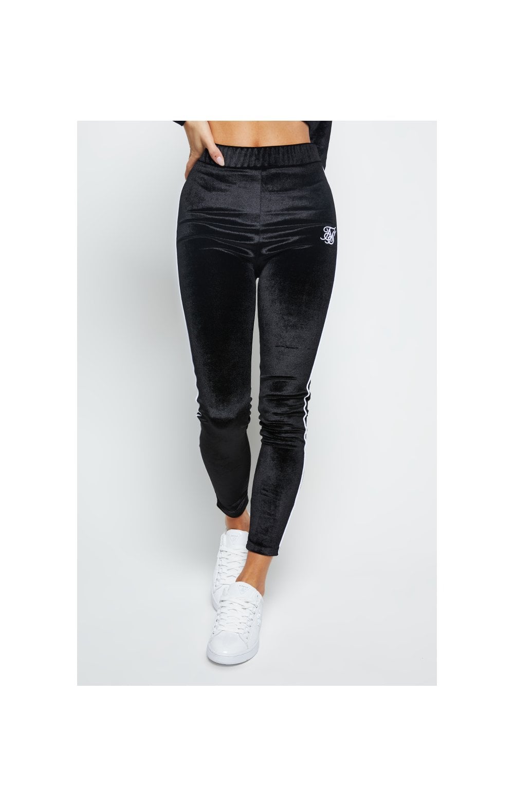 SikSilk Velour Piping Leggings - Black