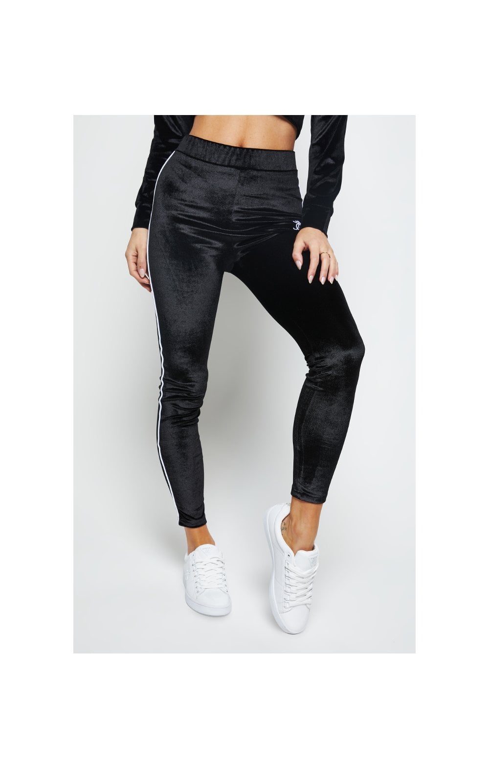 Load image into Gallery viewer, SikSilk Velour Piping Leggings - Black (1)