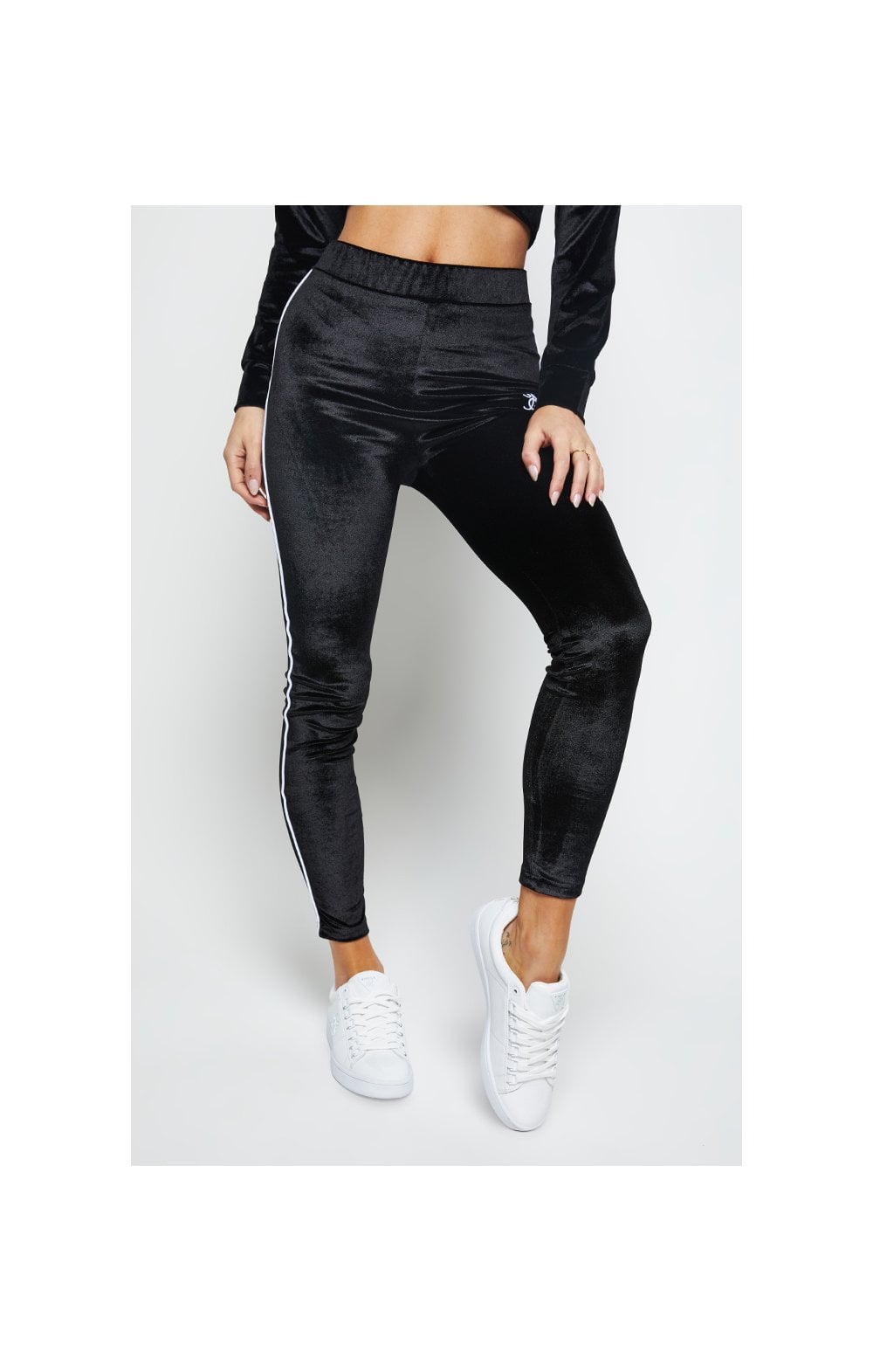 SikSilk Velour Piping Leggings - Black (1)