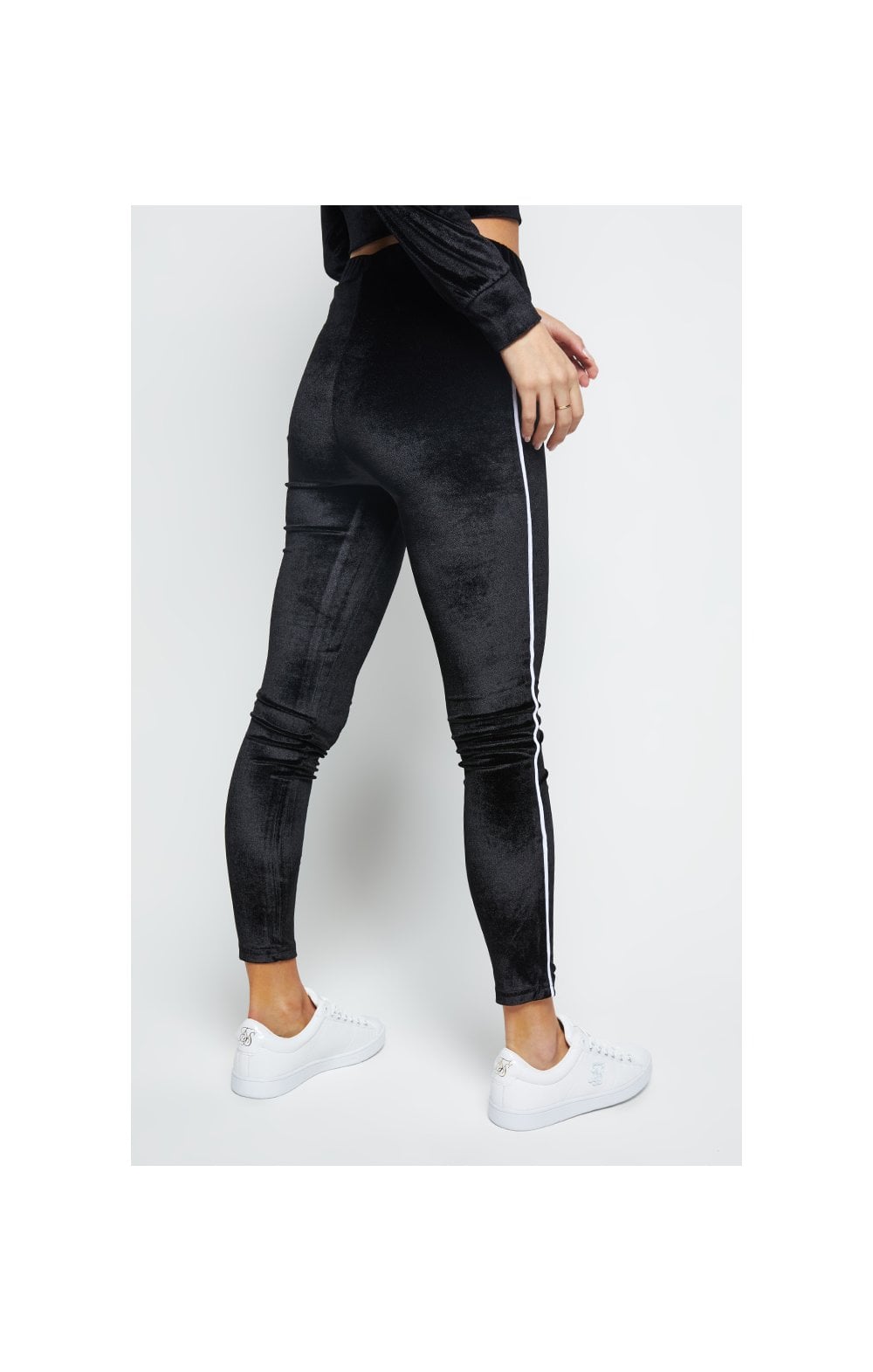 Load image into Gallery viewer, SikSilk Velour Piping Leggings - Black (4)