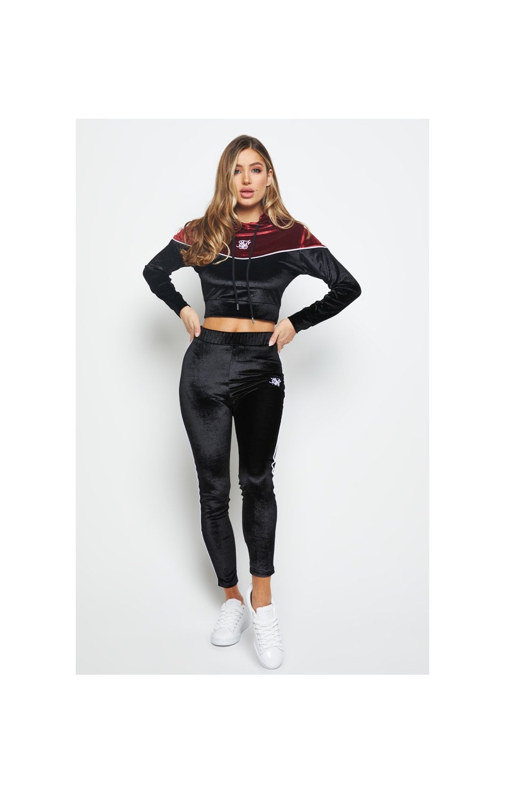 Load image into Gallery viewer, SikSilk Velour Piping Leggings - Black (5)