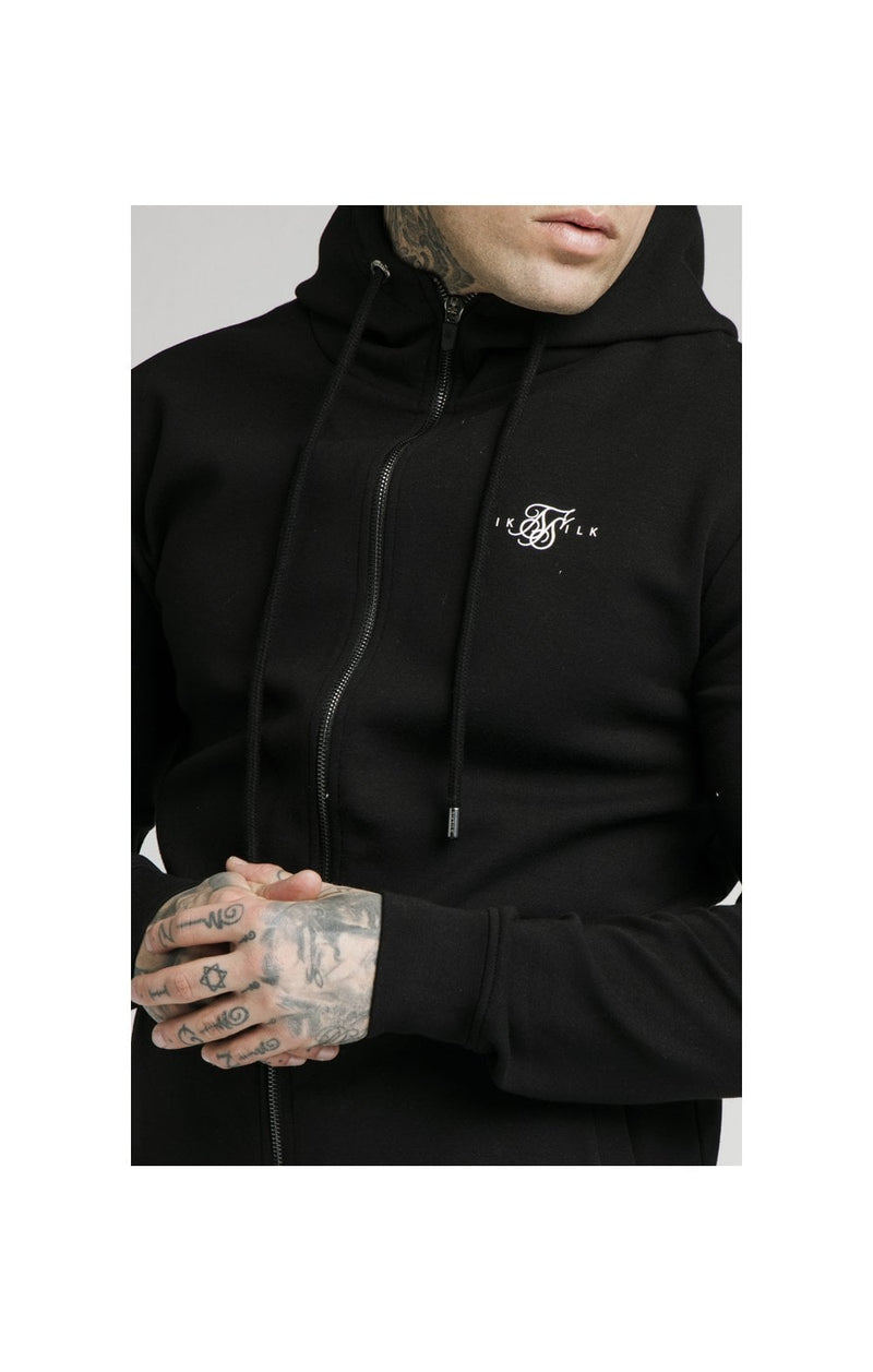 Black Zip Through Muscle Fit Hoodie (1)