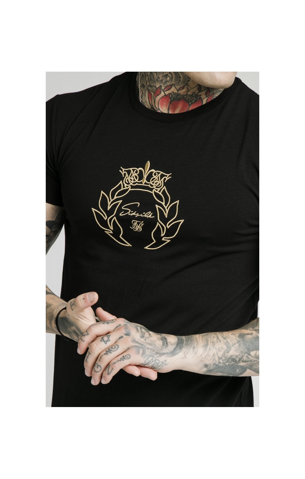 SikSilk S/S Prestige Gym Tee - Black & Gold (1)