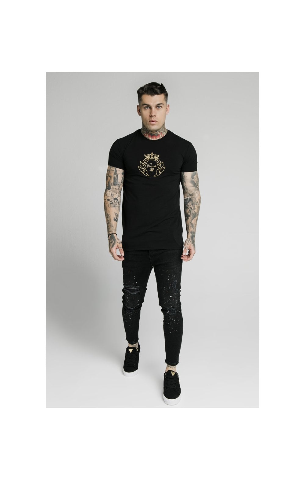 SikSilk S/S Prestige Gym Tee - Black & Gold (2)