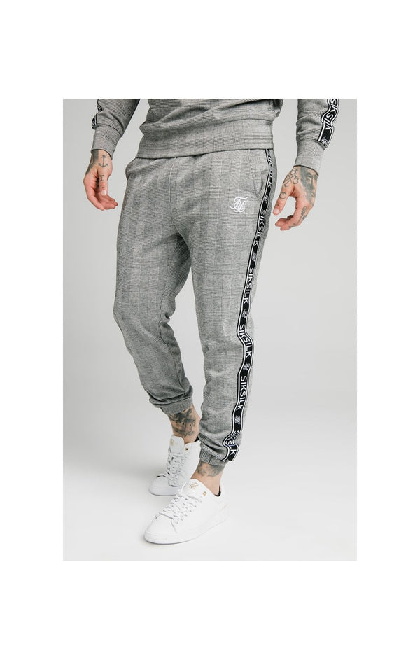 SikSilk Dog Tooth Check Cuffed Pant - Black & White