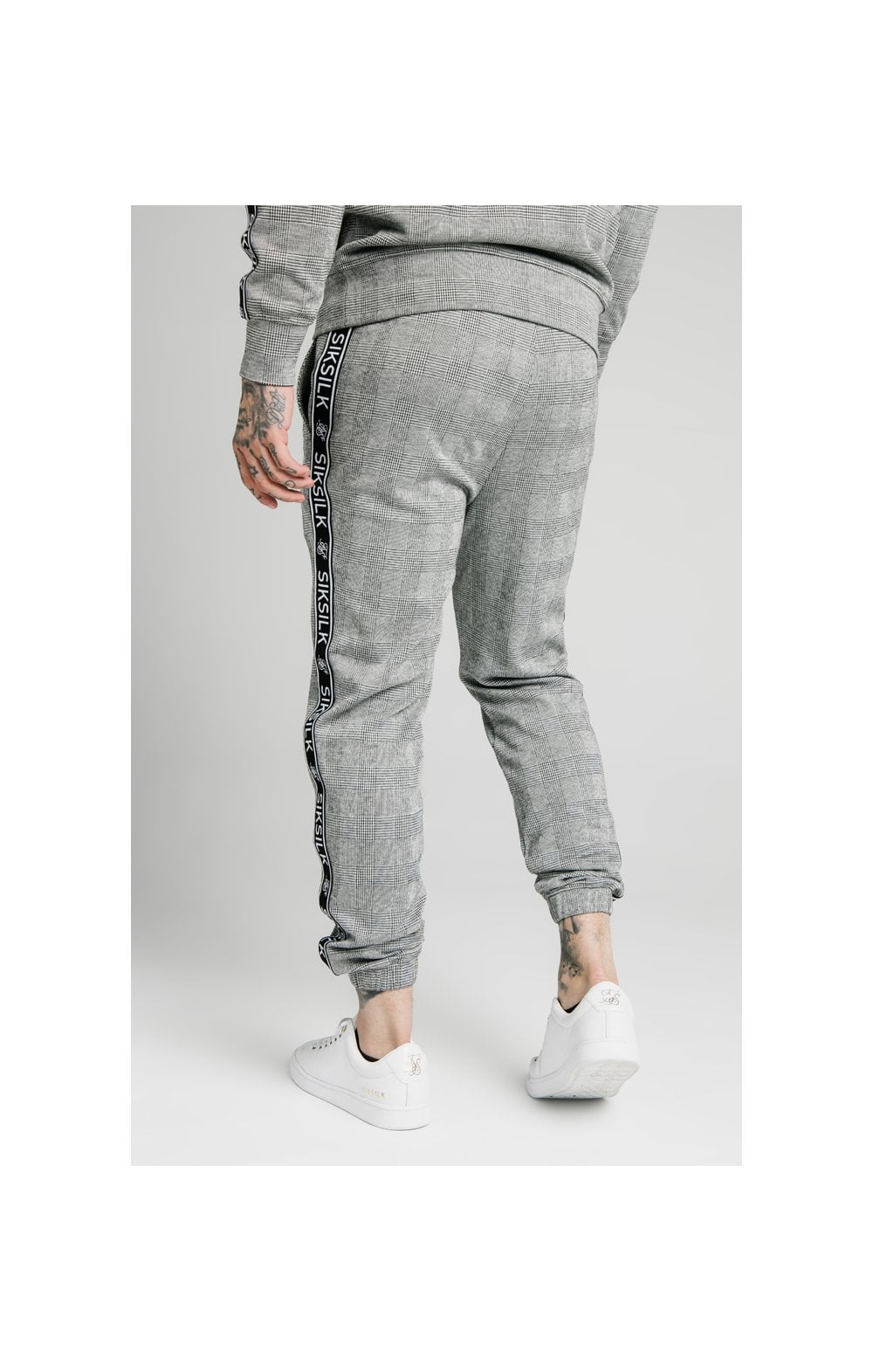 SikSilk Dog Tooth Check Cuffed Pant - Black & White (1)