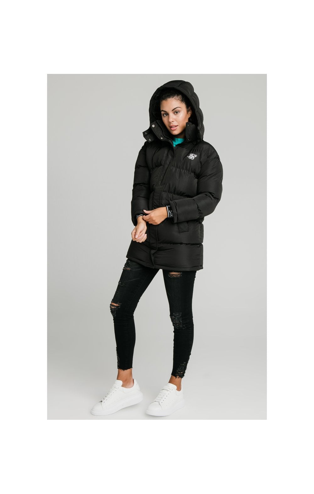 Load image into Gallery viewer, SikSilk Longline Padded Jacket - Black (3)