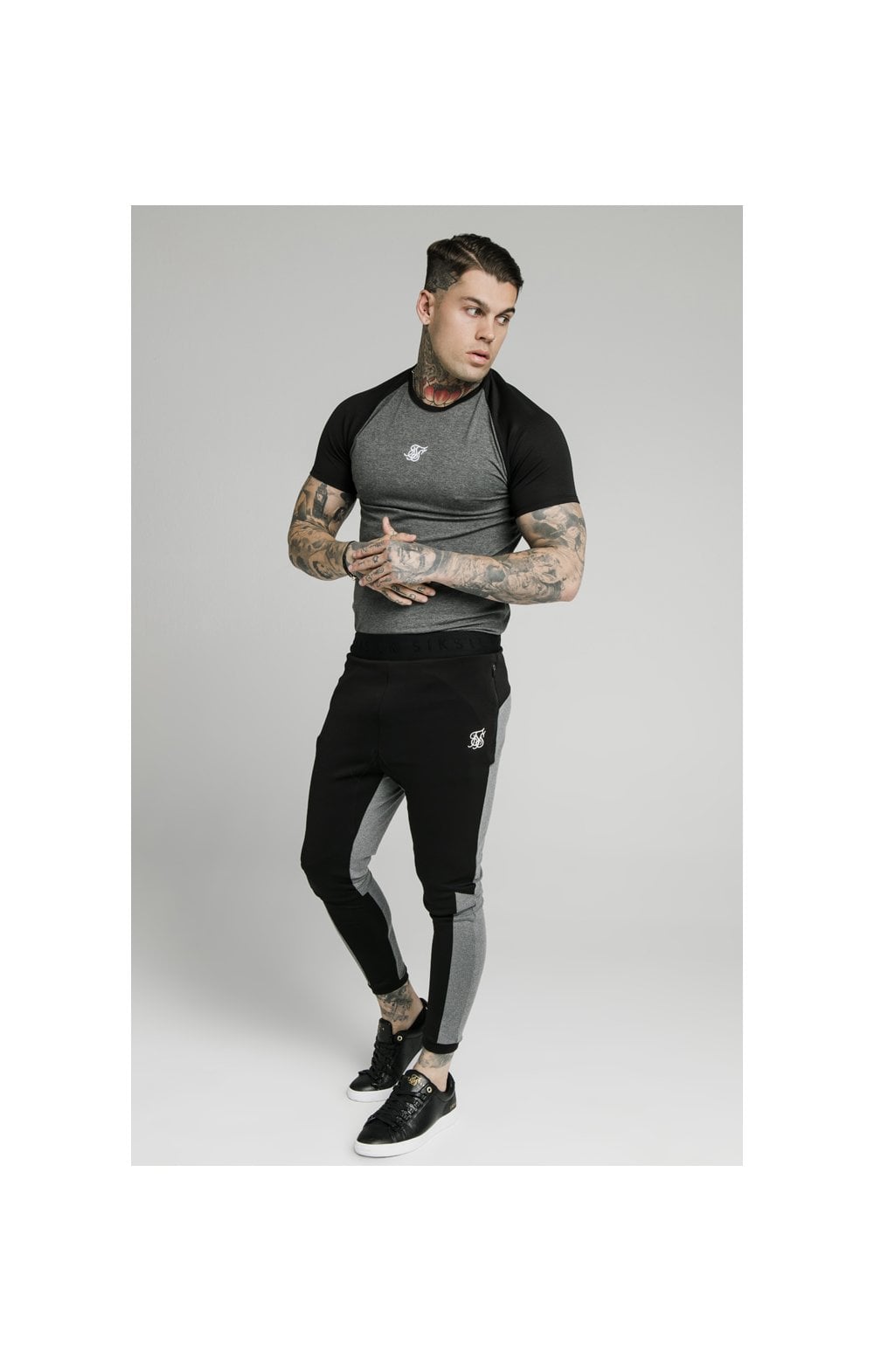 SikSilk Endurance Track Pants – Grey & Black (1)