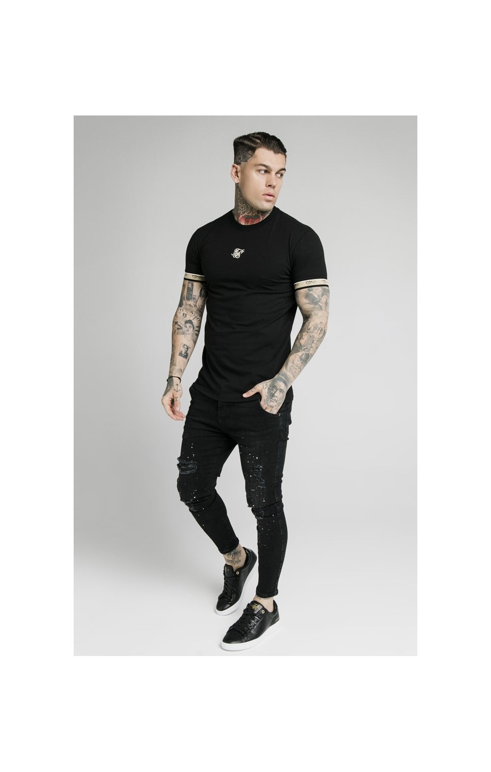 Load image into Gallery viewer, SikSilk S/S Premium Tape Gym Tee - Black (4)