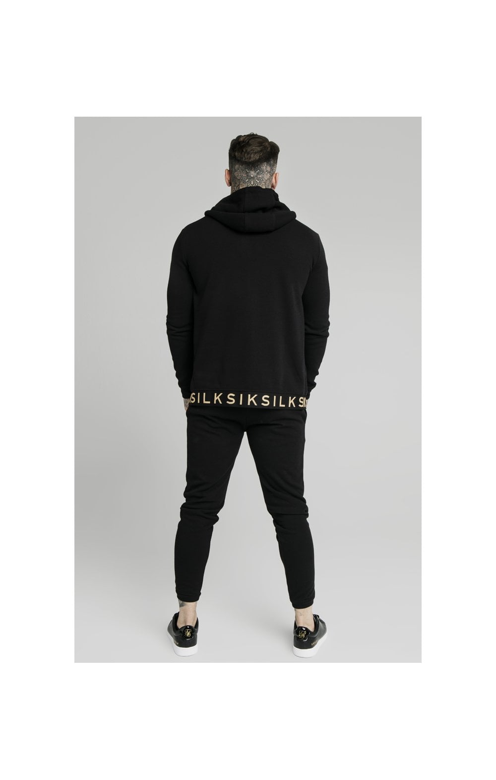 SikSilk Elastic Jacquard Zip Through Hoodie – Black (5)