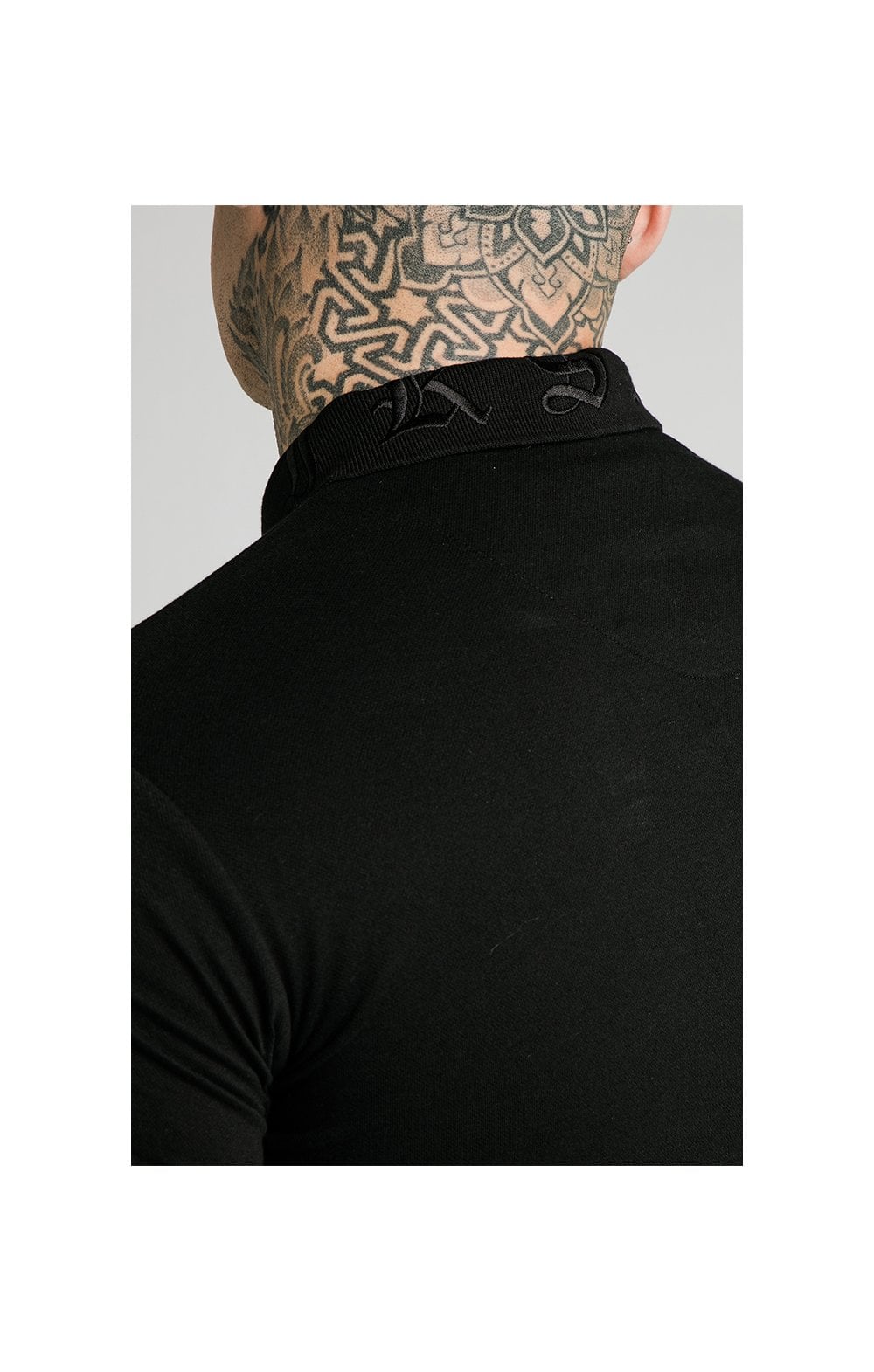 SikSilk S/S Old English Inset Cuff Polo - Black (2)