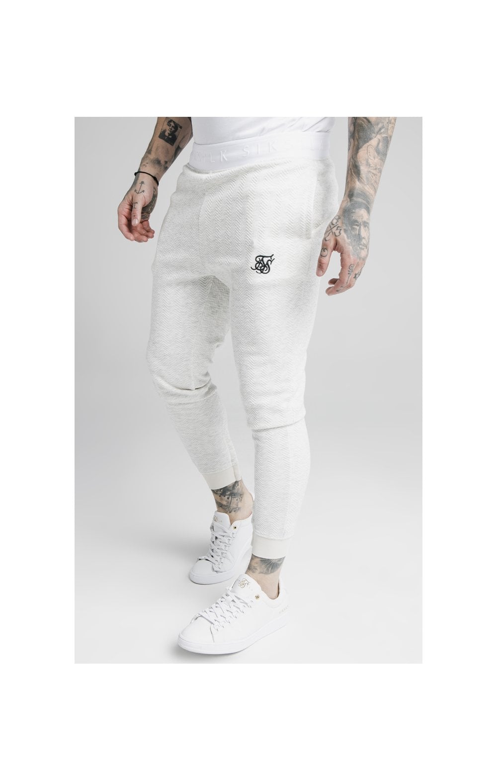 Load image into Gallery viewer, SikSilk Agility Textured Tape Track Pants - Snow Marl