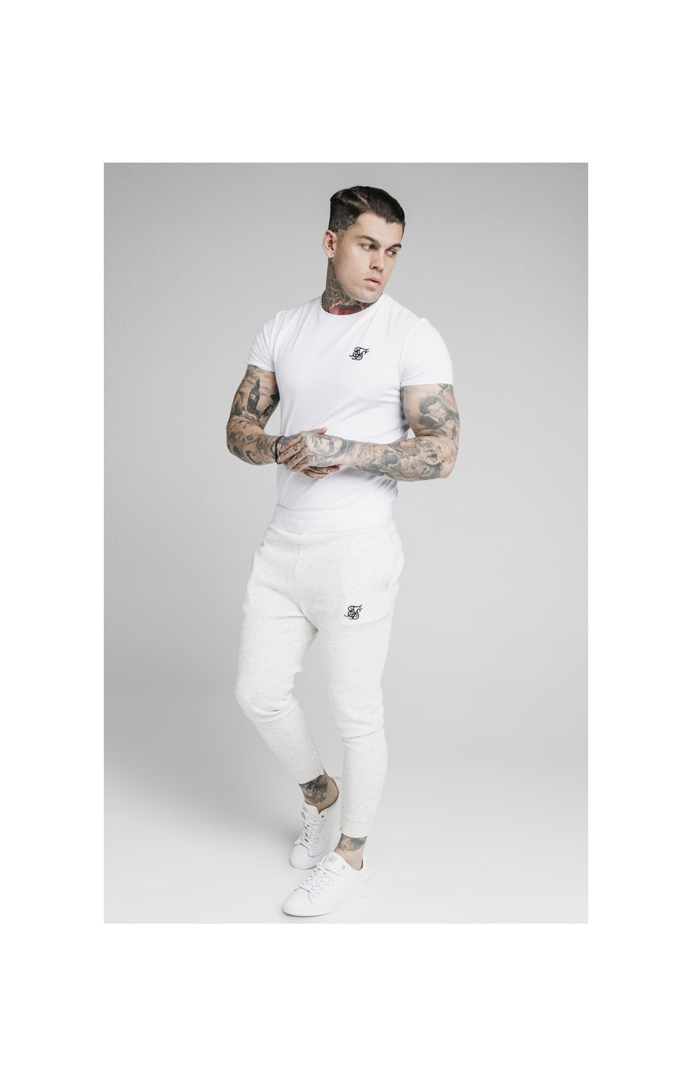 Load image into Gallery viewer, SikSilk Agility Textured Tape Track Pants - Snow Marl (2)