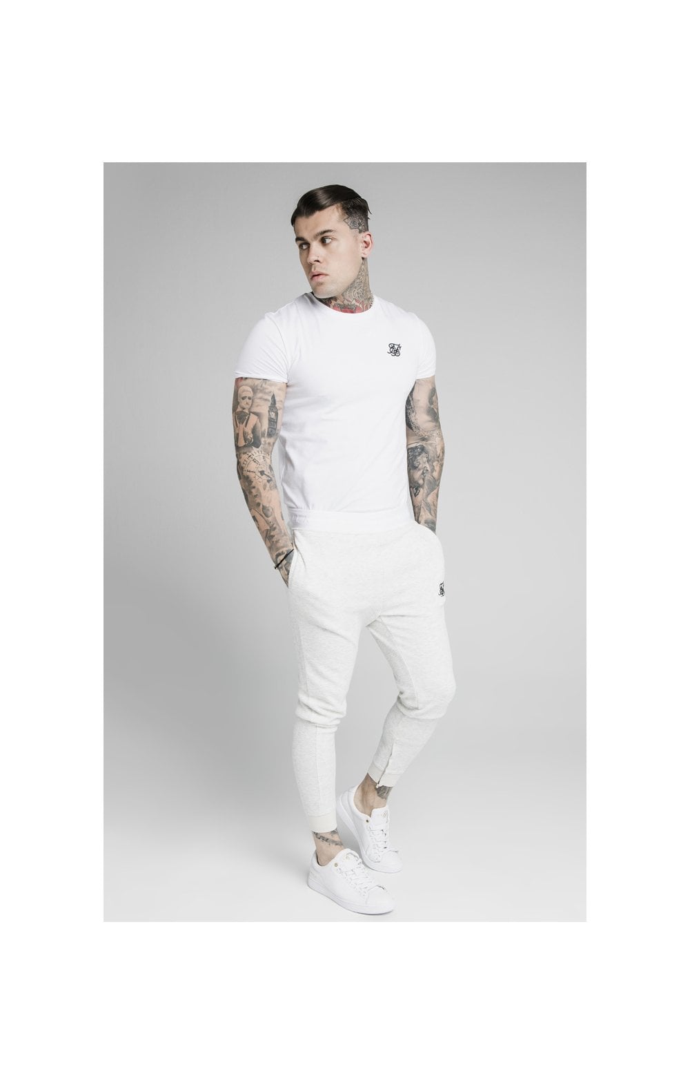 Load image into Gallery viewer, SikSilk Agility Textured Tape Track Pants - Snow Marl (4)