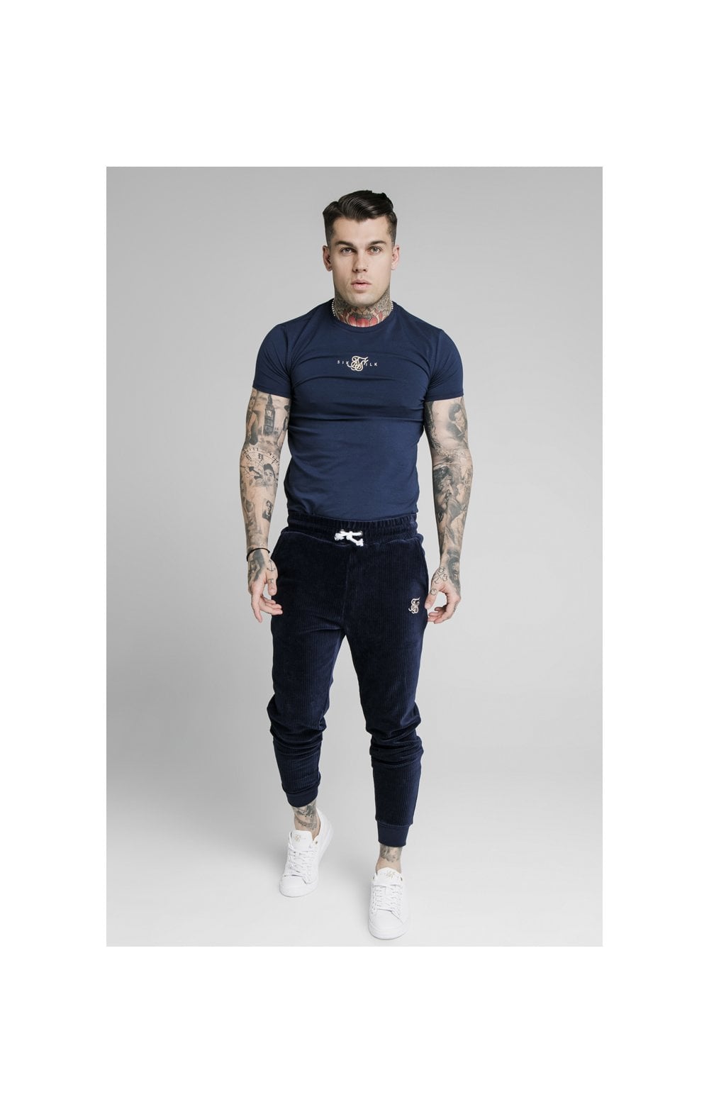 Load image into Gallery viewer, SikSilk Allure Corduroy Cuffed Pants – Navy (5)