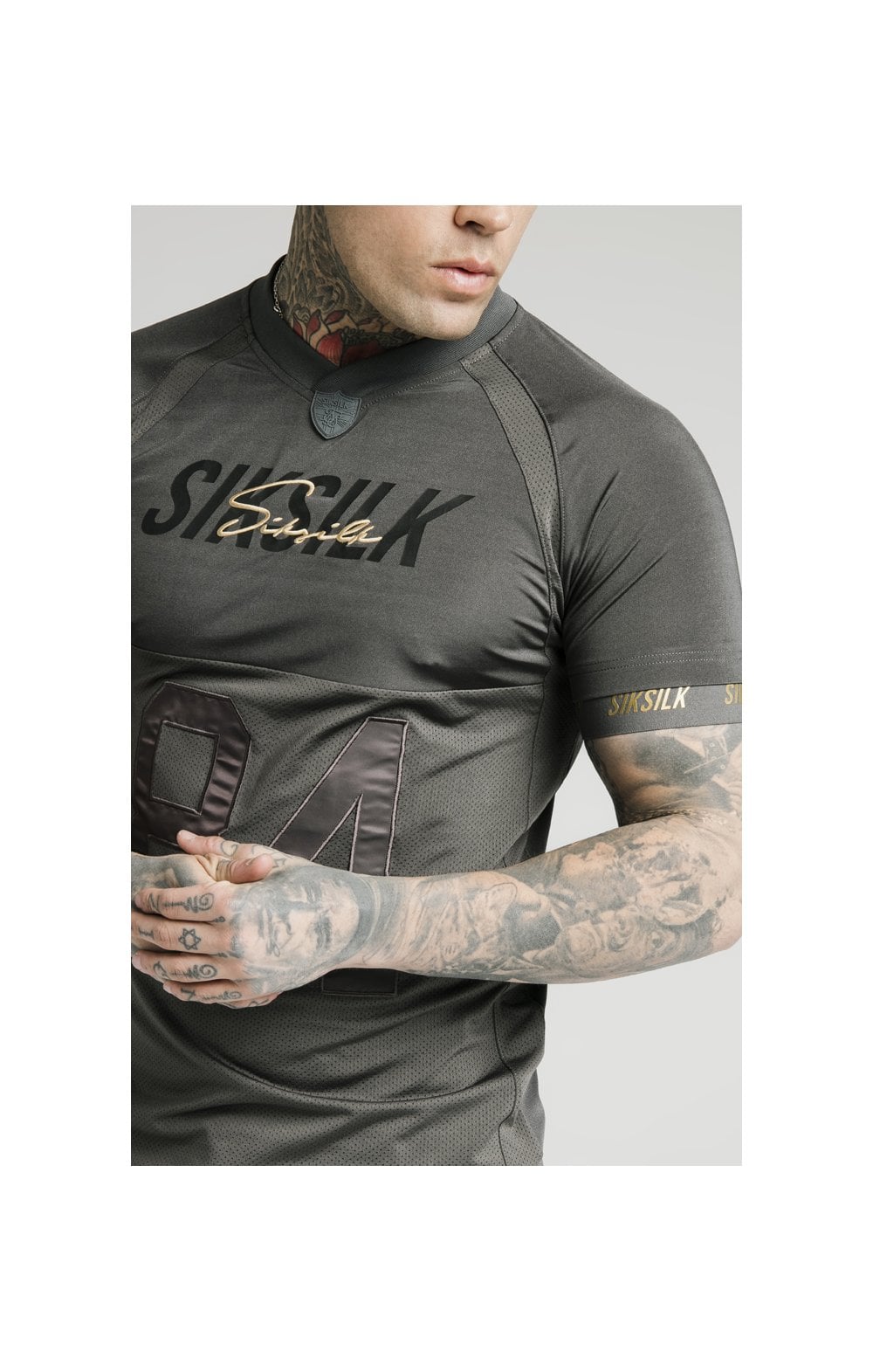 SikSilk Marble Stretch Sports Tee - Dark Grey