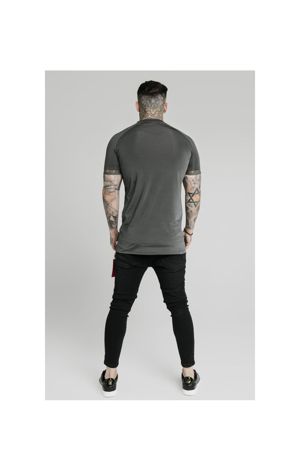 SikSilk Marble Stretch Sports Tee - Dark Grey (3)