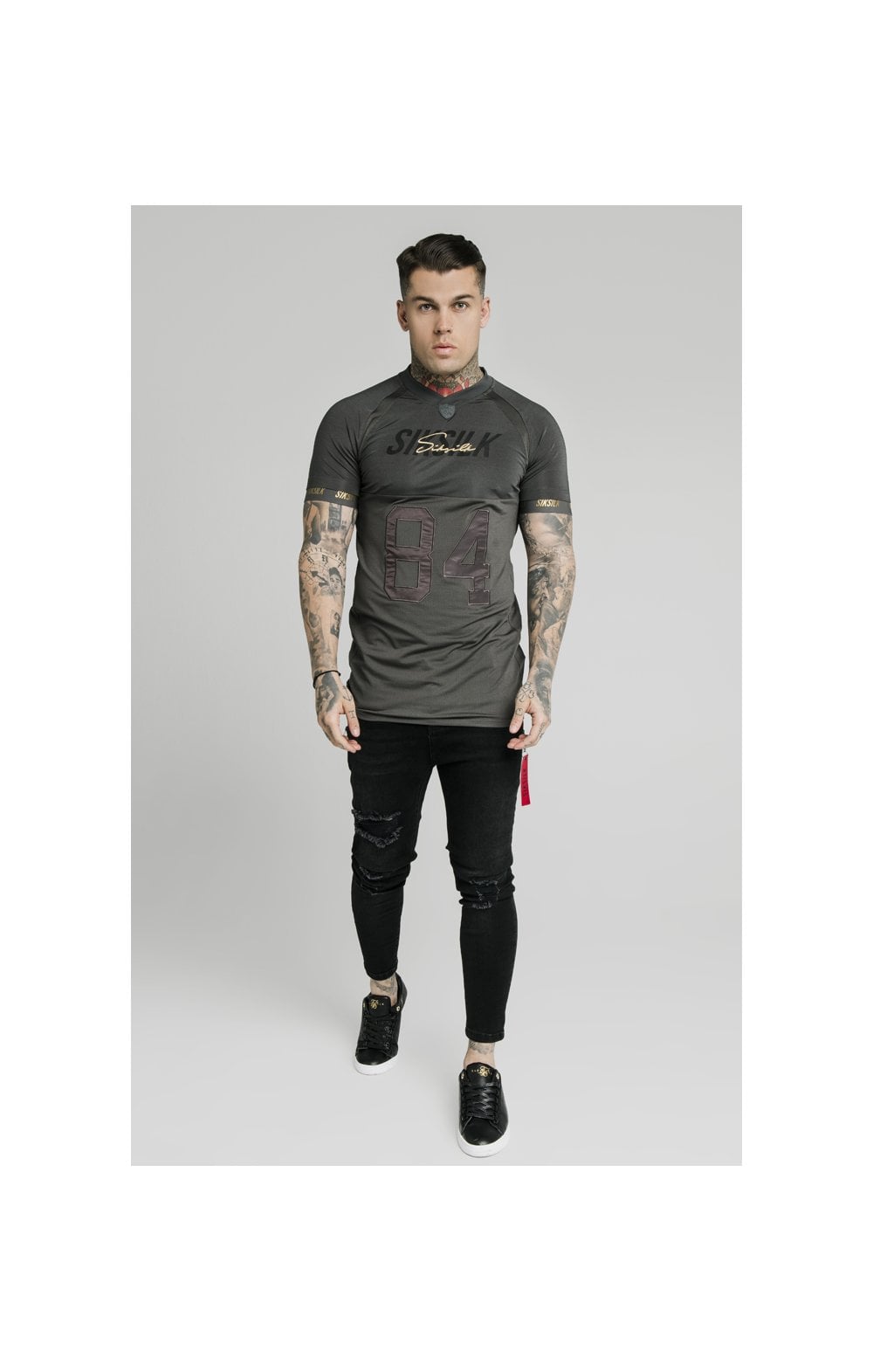 SikSilk Marble Stretch Sports Tee - Dark Grey (4)