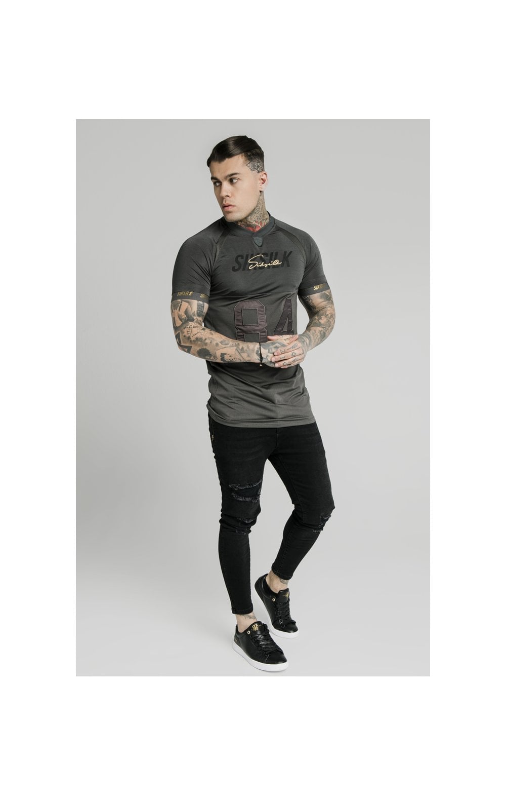 SikSilk Marble Stretch Sports Tee - Dark Grey (5)