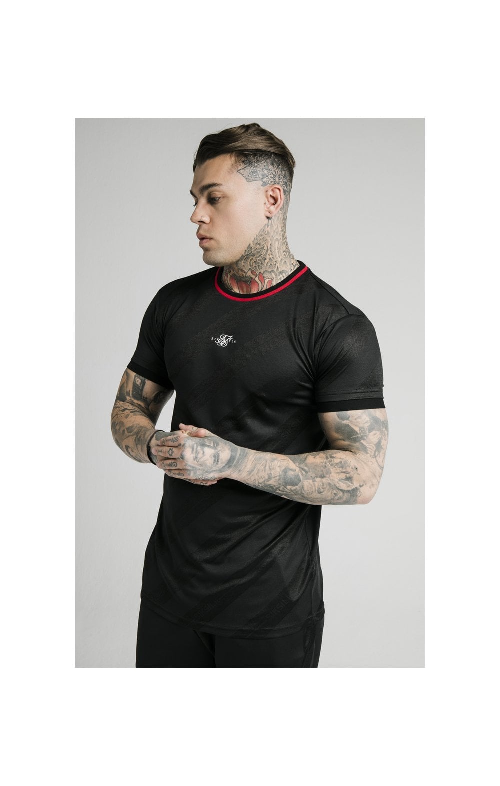 Load image into Gallery viewer, SikSilk Tranquil Jacquard Tee - Black