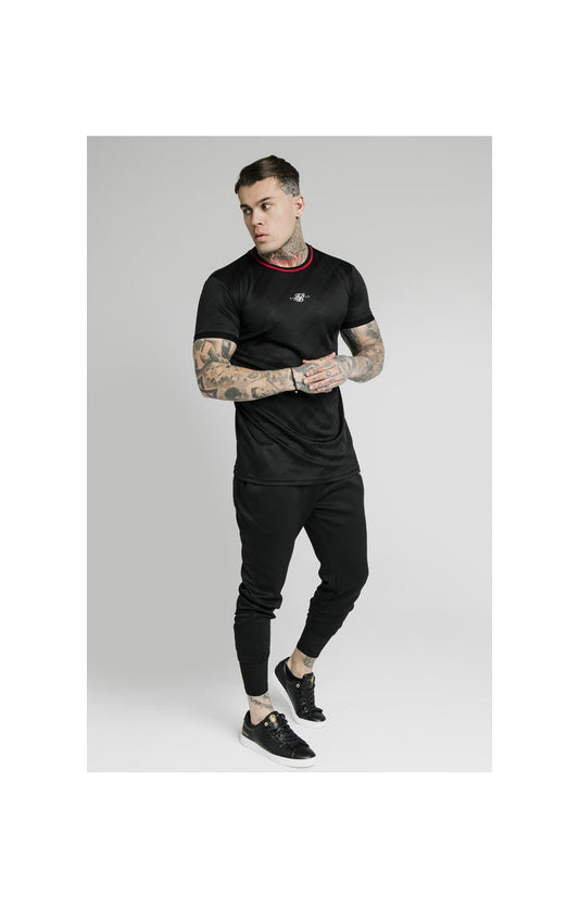 SikSilk Tranquil Jacquard Tee - Black