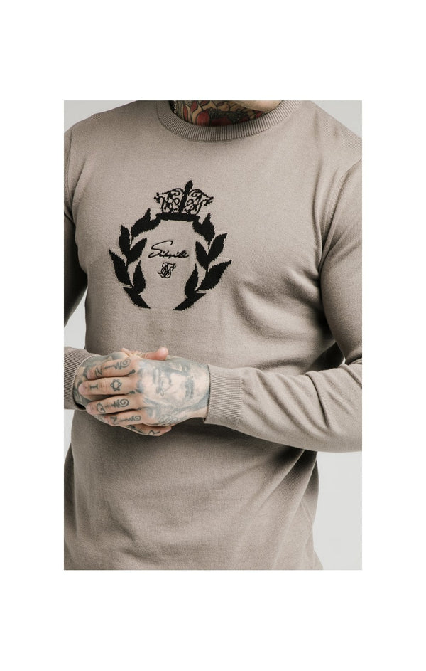 SikSilk High Neck Knitted Prestige Sweater – Grey