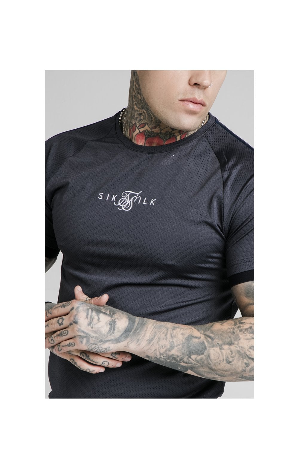 Load image into Gallery viewer, SikSilk Legacy Fade Tech Tee – Midnight Grey &amp; Neon White (1)