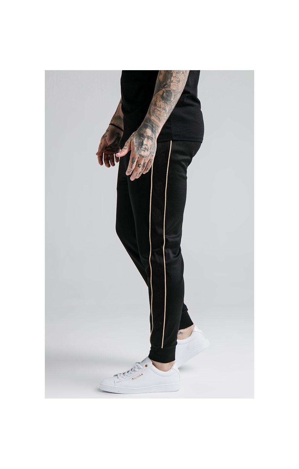 SikSilk Astro Cuffed Track Pants - Black & Gold (1)