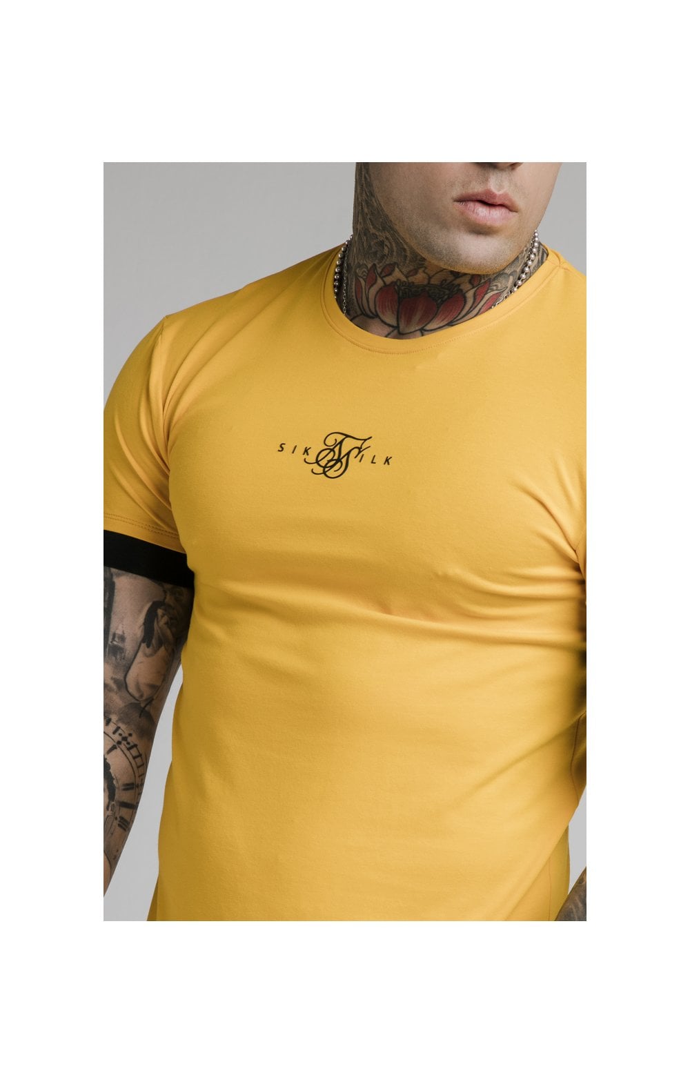 Load image into Gallery viewer, SikSilk Inset Elastic Cuff Gym Tee – Yellow