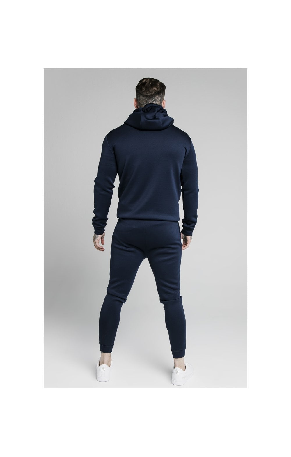 SikSilk Element Muscle Fit Overhead Hoodie - Navy & White (4)